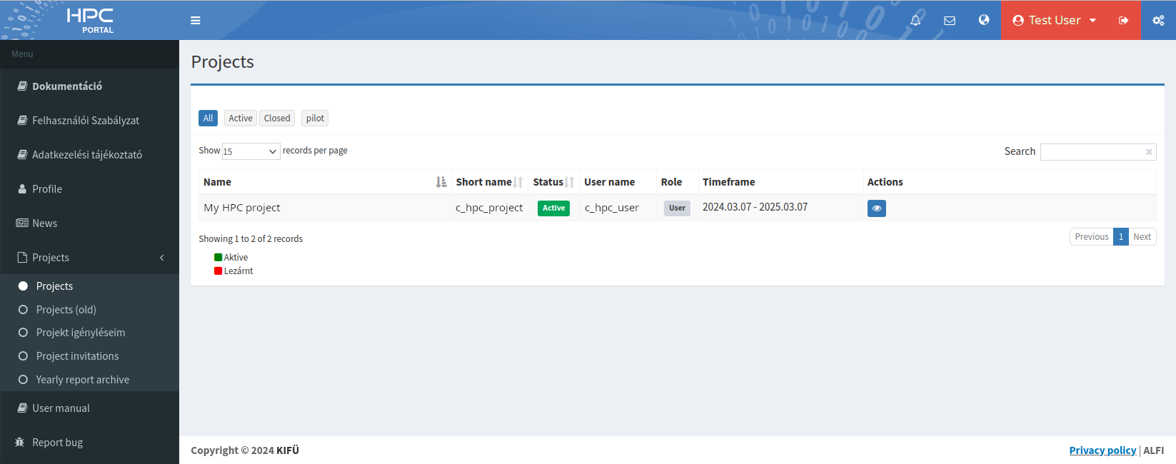 "Projects" on the HPC Portal